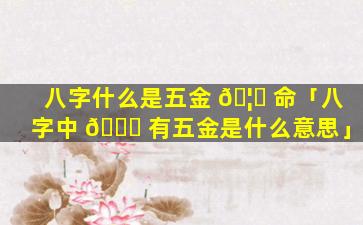 八字什么是五金 🦄 命「八字中 🐅 有五金是什么意思」